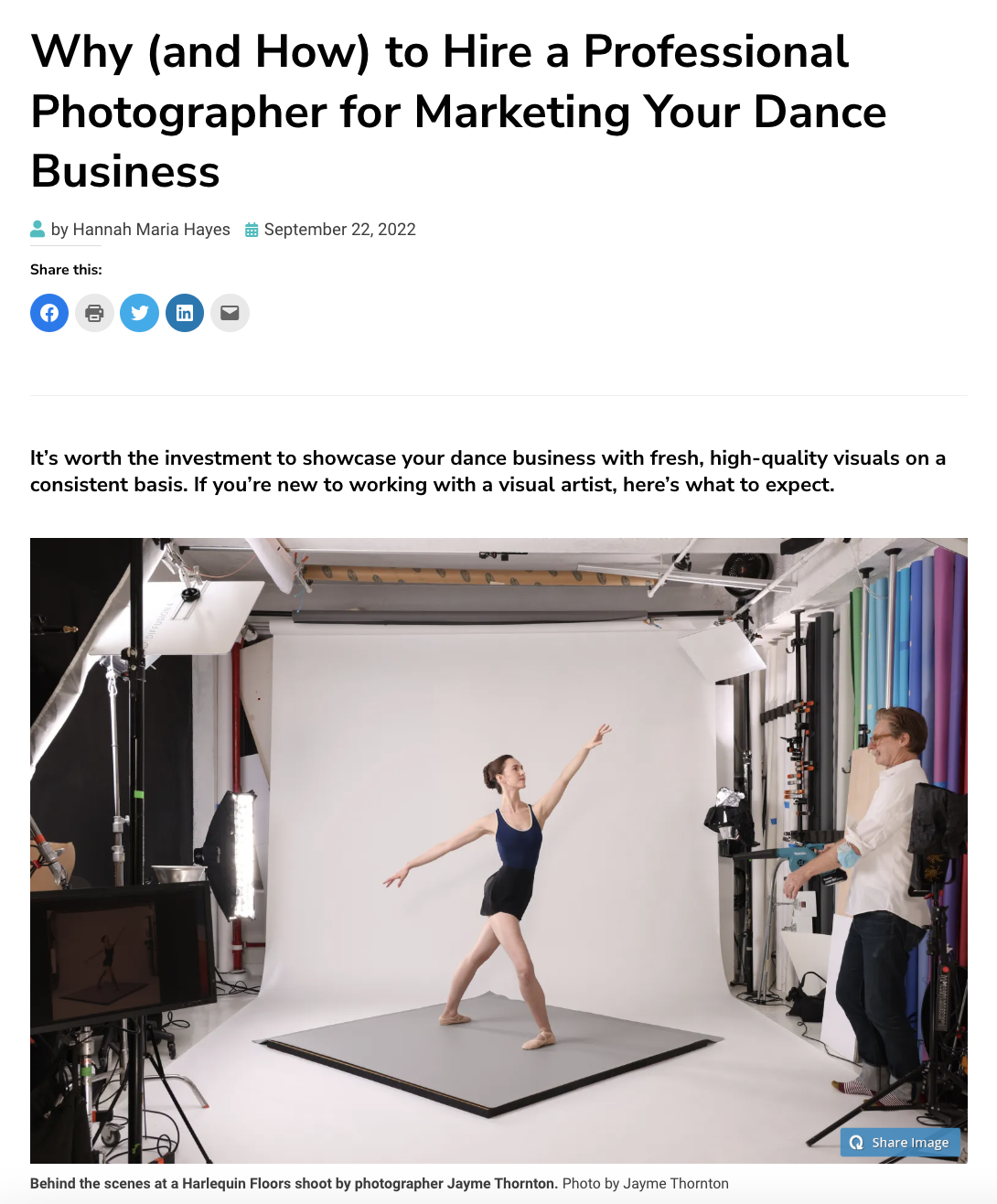 Why (and How) to Hire a Professional Photographer for Marketing Your Dance Business